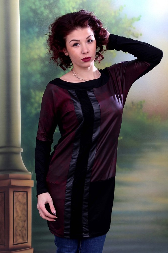 Елегантна туника с кожа Селина
