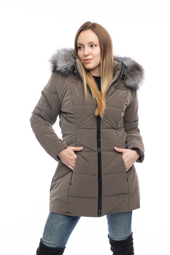 Дамско зимно яке в кафяво