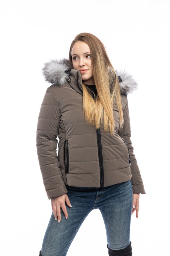 Късо зимно яке в цвят ,,Кафе''