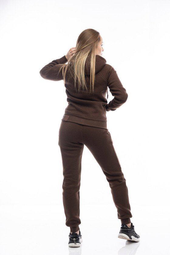 Дамски зимен екип с качулка в кафяво