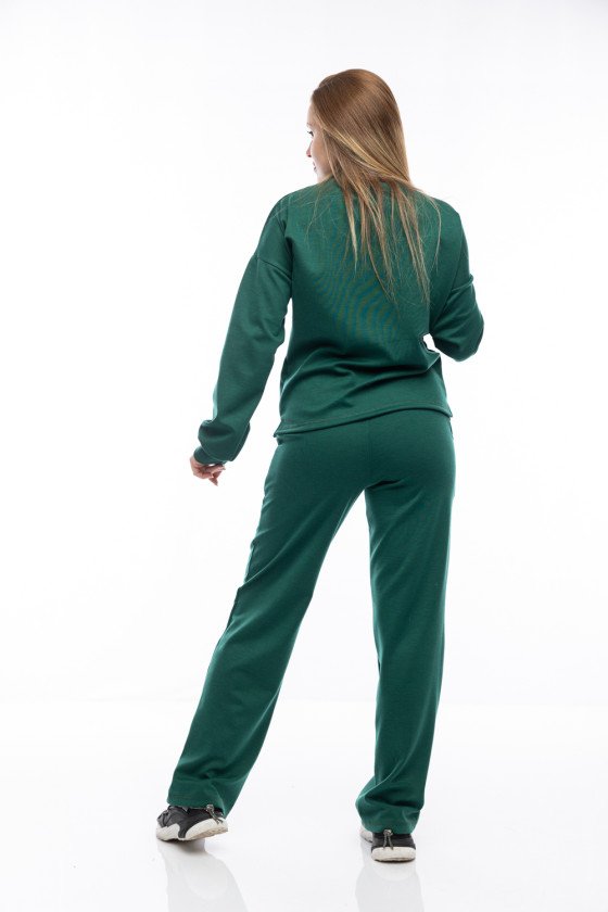Дамски комплект широк крачол в зелено