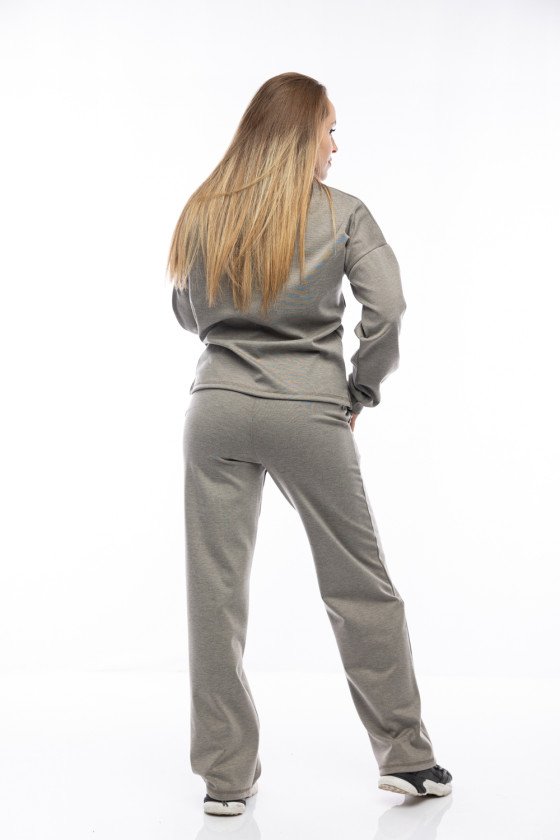 Дамски комплект широк крачол в сиво