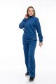 Дамски комплект широк крачол в син десен