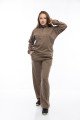 Дамски комплект широк крачол в цвят кафе