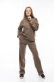 Дамски комплект широк крачол в цвят кафе