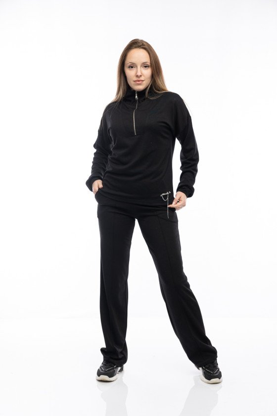 Дамски комплект широк крачол в черно