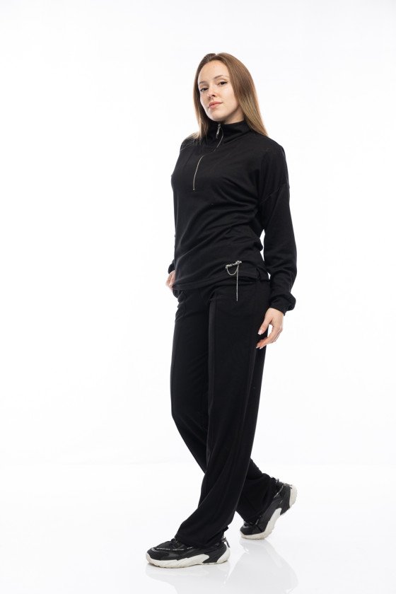 Дамски комплект широк крачол в черно