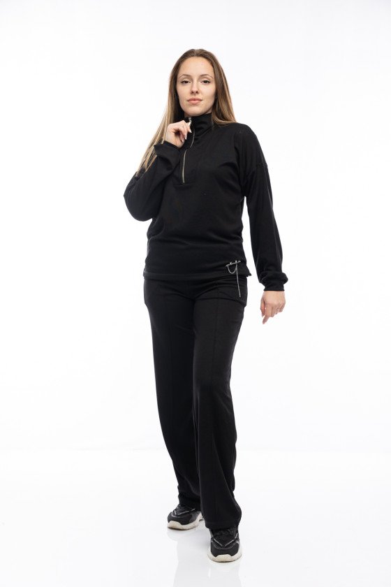 Дамски комплект широк крачол в черно