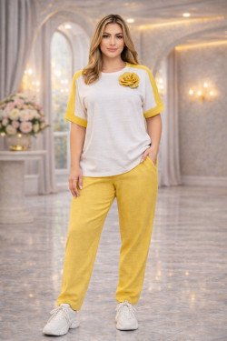 Дамски летен комплект в жълто