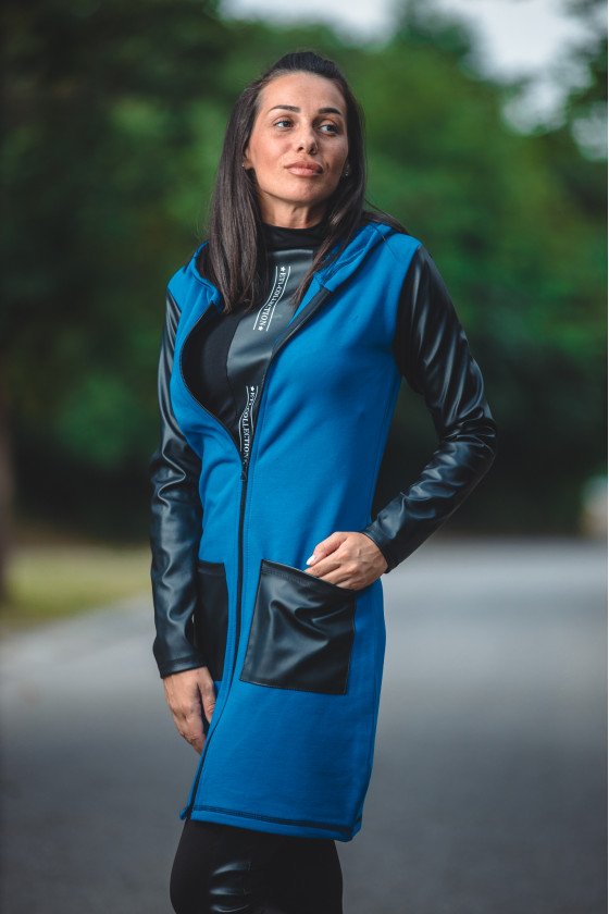 ЖИЛЕТКА С КОЖЕНИ РЪКАВИ ОФЕЛИЯ