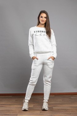 Дамски зимен комплект в цвят -бял меланж