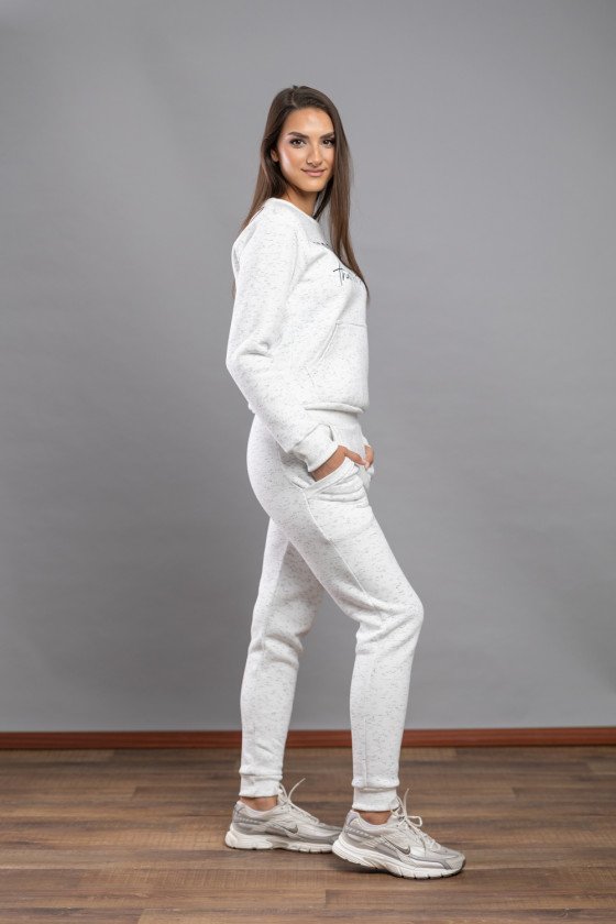 Дамски зимен комплект в цвят -бял меланж