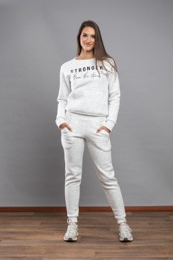 Дамски зимен комплект в цвят -бял меланж