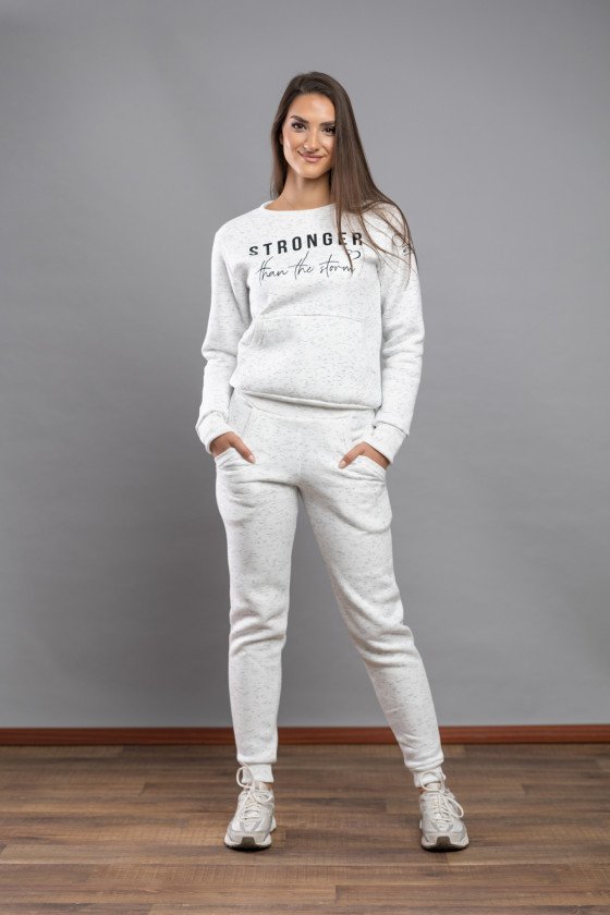 Дамски зимен комплект в цвят -бял меланж