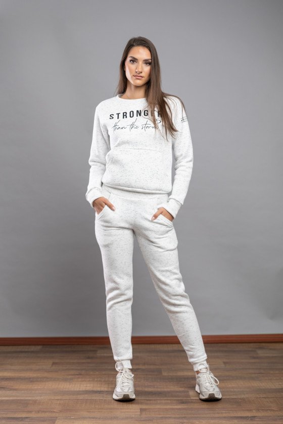 Дамски зимен комплект в цвят -бял меланж