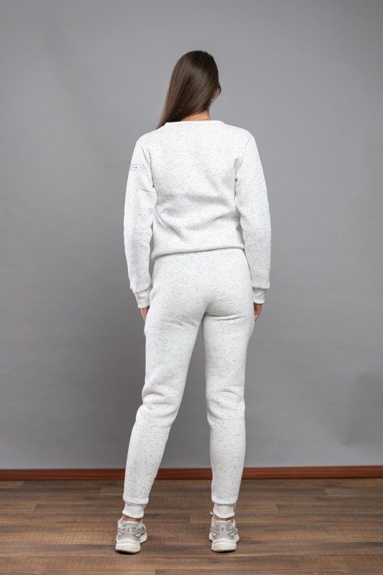 Дамски зимен комплект в цвят -бял меланж