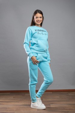 Дамски зимен екип в син десен