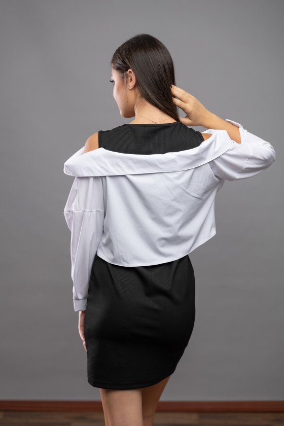 Рипс рокля с риза-илюзия – нестандартен шик за смелата визия