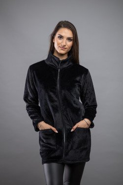 Дамска жилетка от фин еко косъм в черно