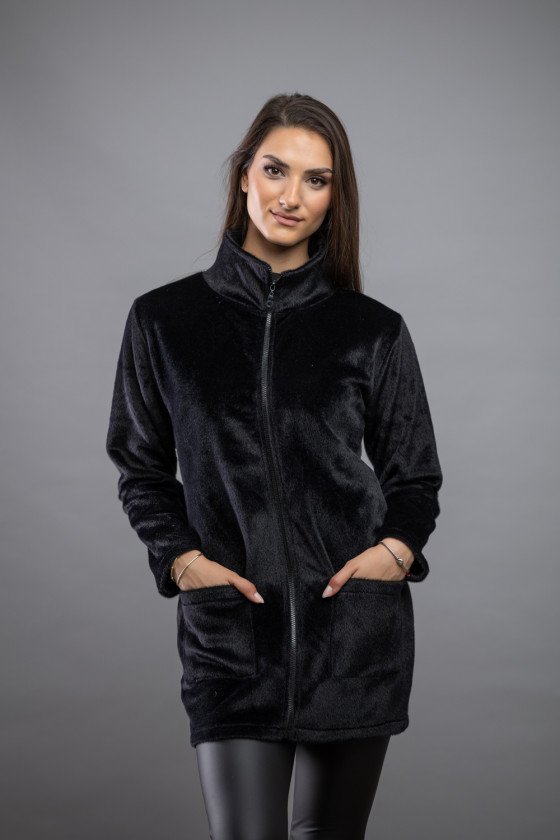 Дамска жилетка от фин еко косъм в черно