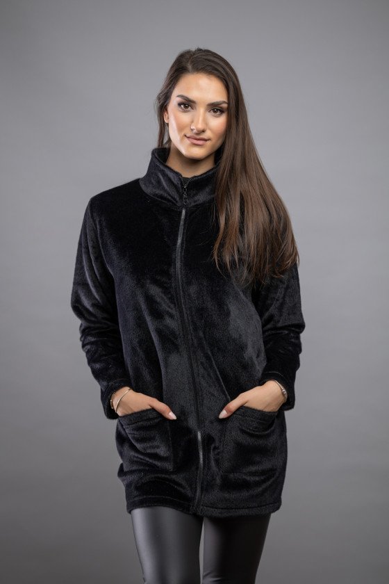 Дамска жилетка от фин еко косъм в черно