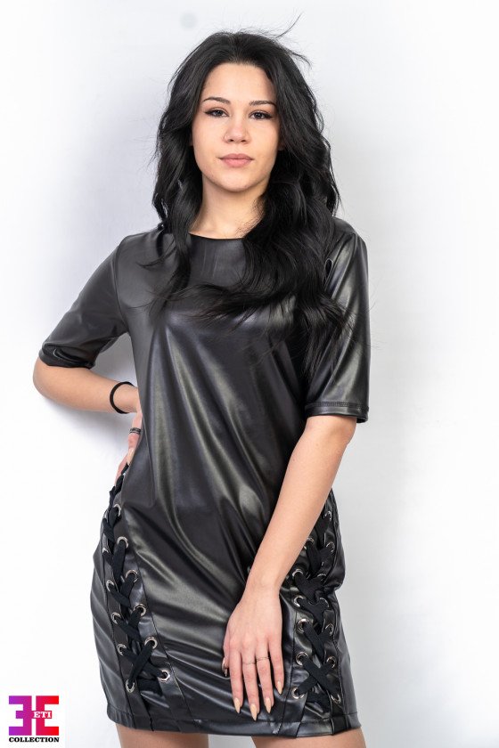 Кожена рокля с връзки Зара