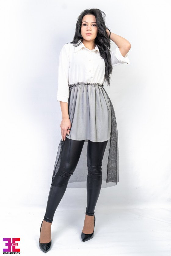 Прекрасна риза с тюл в бяло