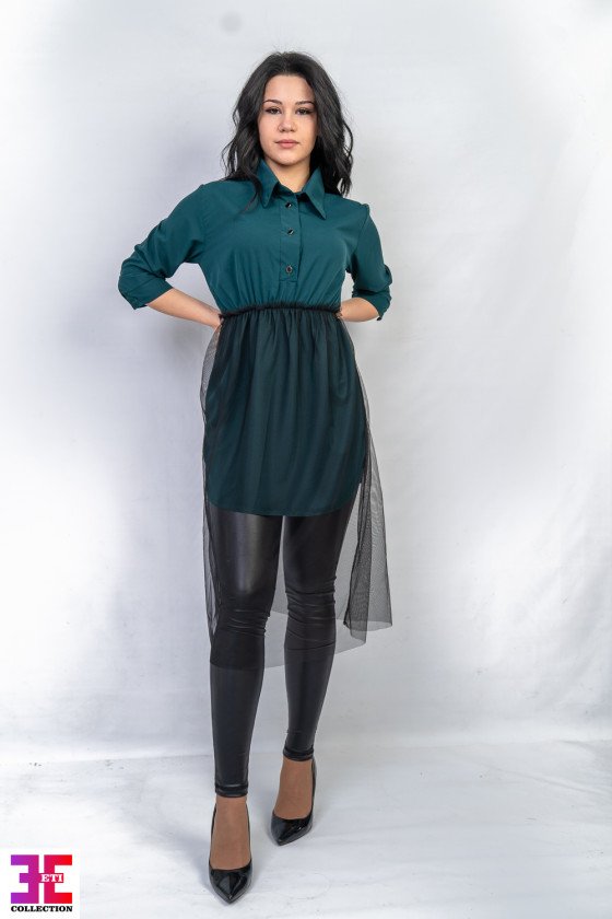 Прекрсна риза с тюл в зелено