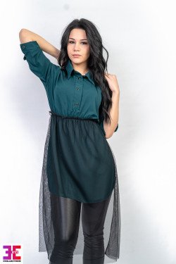 Прекрсна риза с тюл в зелено