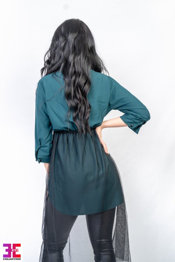 Прекрсна риза с тюл в зелено