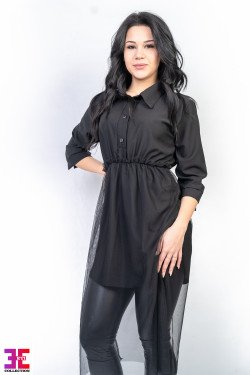 Прекрасна риза с тюл в черно