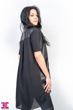 Туника с кожа и шифон