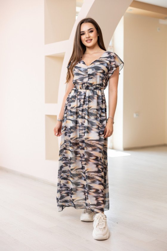 Дълга лятна рокля от шифон Лияна