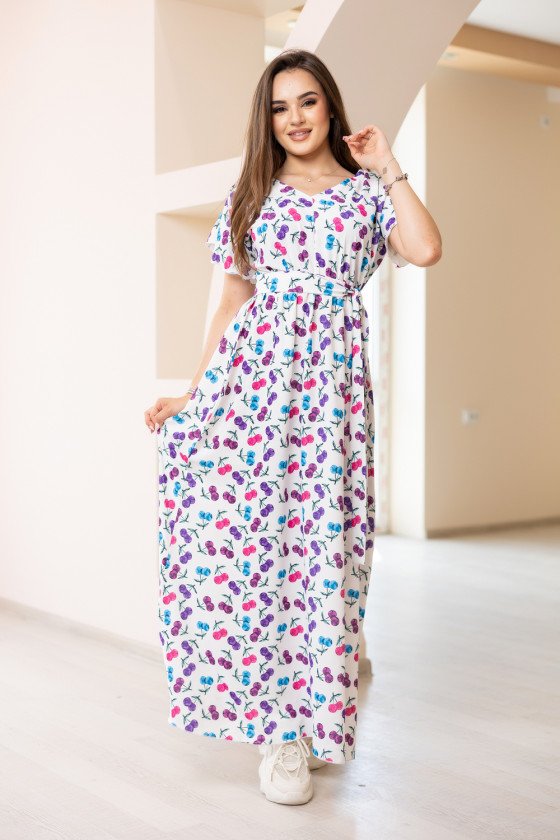 Лятна дълга  рокля на черешки Антонина