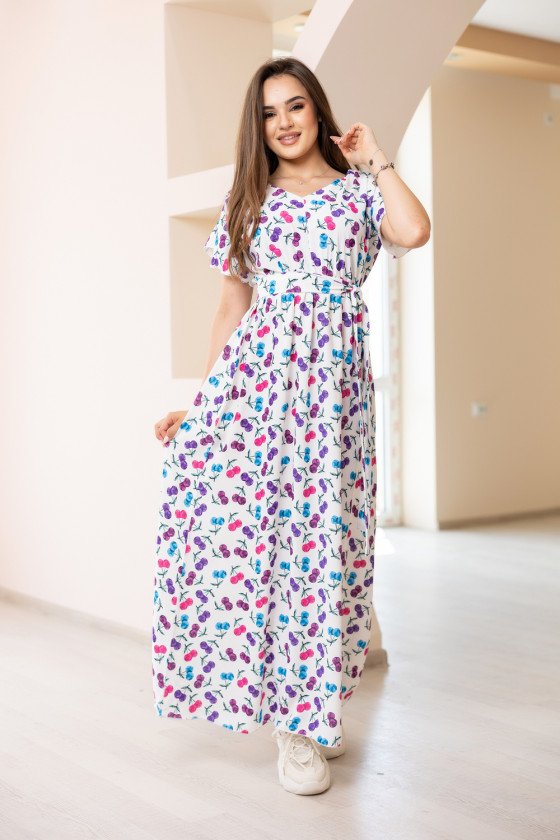 Лятна дълга  рокля на черешки Антонина