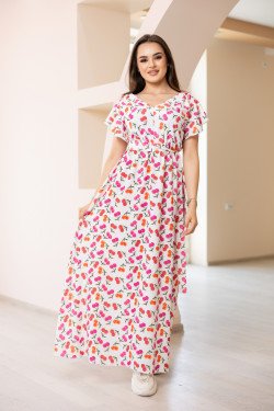 Лятна дълга рокля с принт на череши Зорница