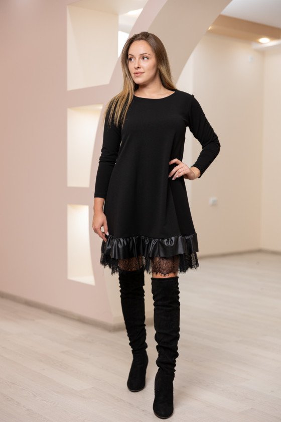 Рокля с кожа и дантела Арабика