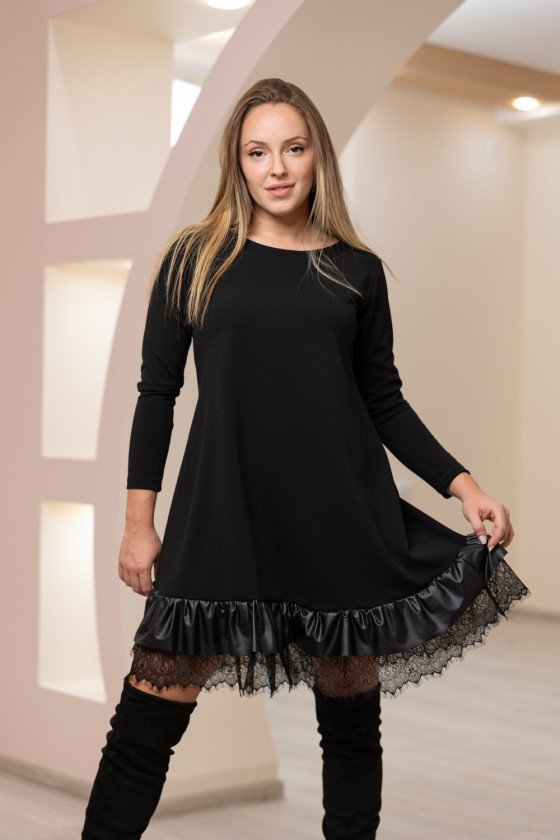 Рокля с кожа и дантела Арабика