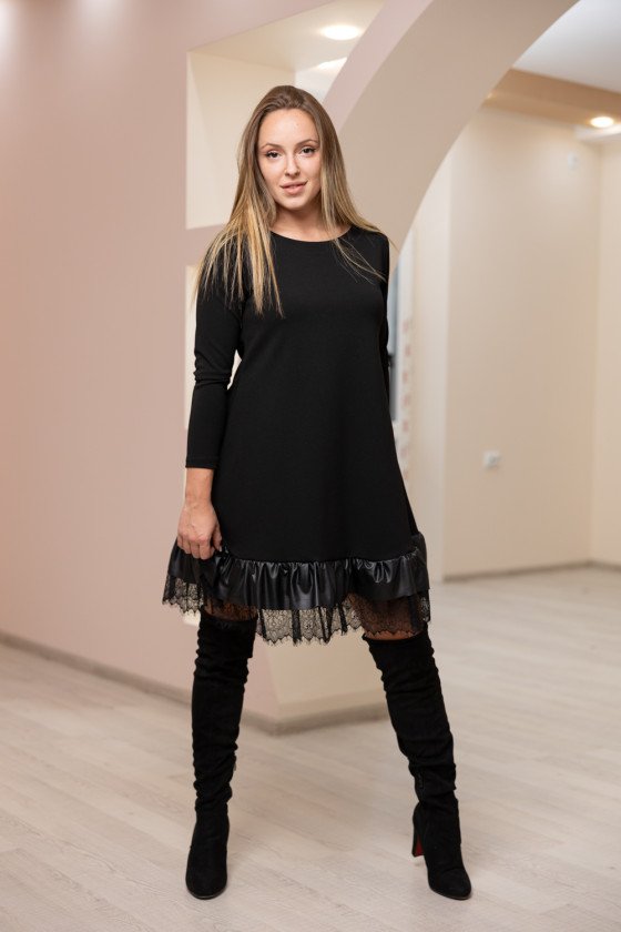 Рокля с кожа и дантела Арабика