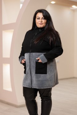 Дамска жилетка от кашмир и еко косъм в сиво