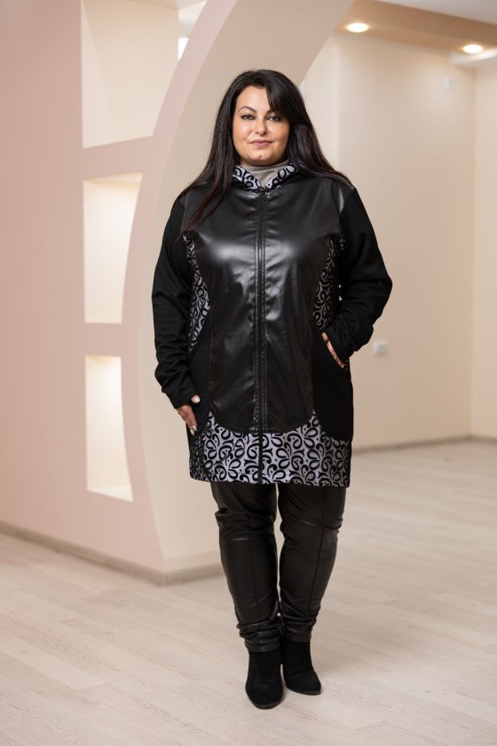 Жилетка с кожа и дантела Марсия