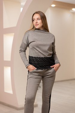 Комплект "Елеганс" с дантела в сиво
