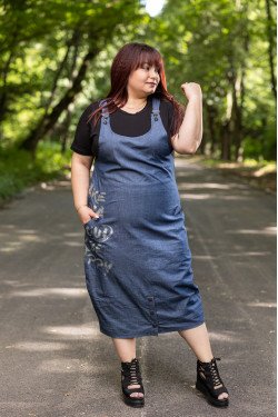 Прекрасен дънков сукман Престън + подарък тениска