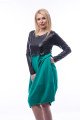 Рокля балон с кожа в зелено