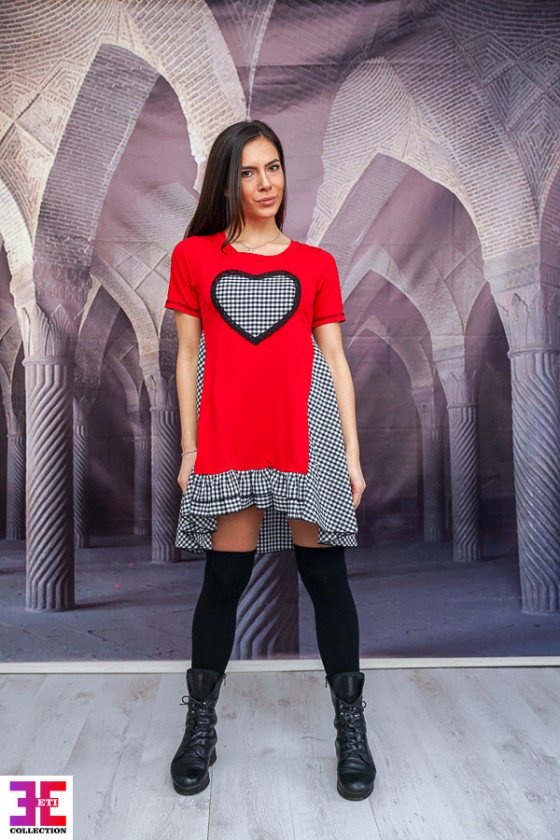 Туника със сърце в червено