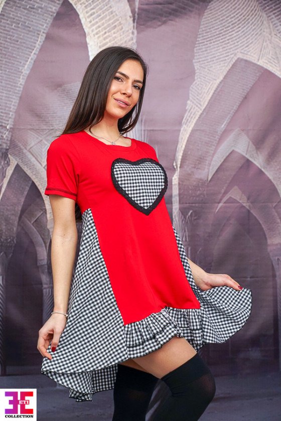 Туника със сърце в червено