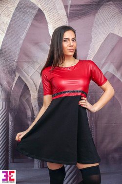 ЕЛЕГАНТНА РОКЛЯ С КОЖА АНИКА