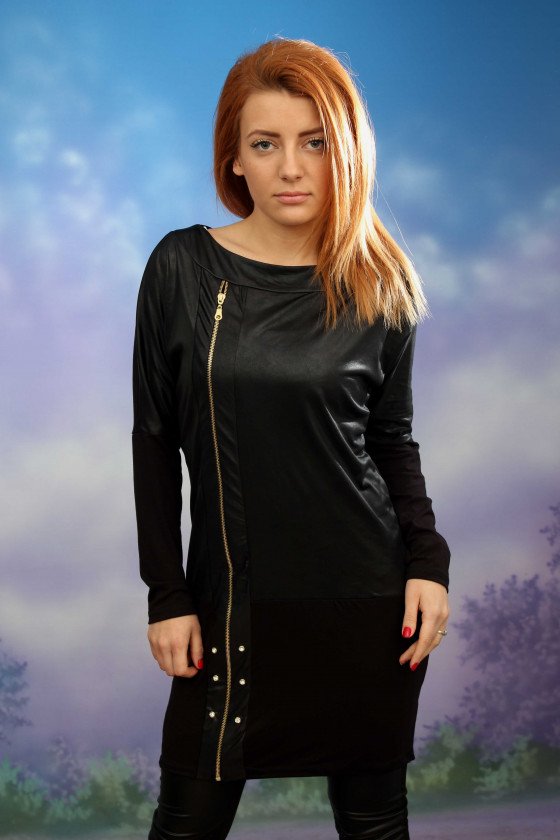 ПРЕКРАСНА ТУНИКА С КОЖА И ЦИП МЕЛИНДА