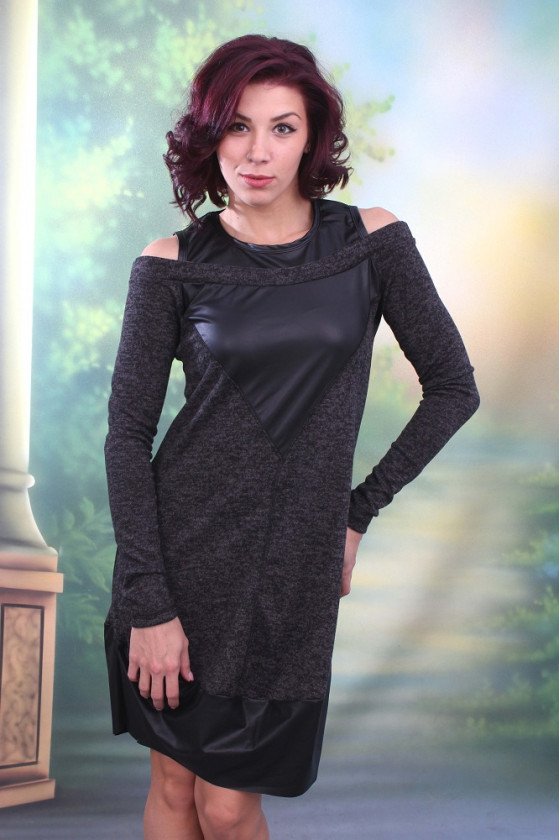 ЕЛЕГАНТНА РОКЛЯ С КОЖА ГАЛИНА