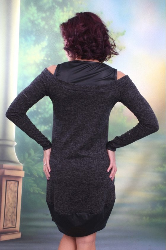 ЕЛЕГАНТНА РОКЛЯ С КОЖА ГАЛИНА